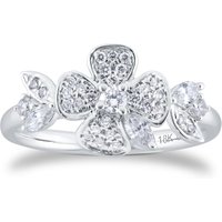 Vinea 18ct White Gold 0.36cttw Diamond Floral Ring - Ring Size K