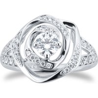 Limited Edition 18ct White Gold 0.70cttw Diamond Halo Ring - Ring Size K