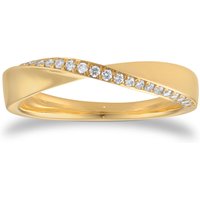 9ct Yellow Gold 3.5mm 0.15cttw Diamond Twist Ring - Ring Size P