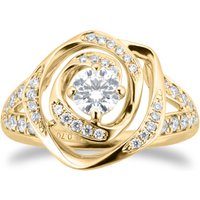 Limited Edition 18ct Yellow Gold 0.70cttw Diamond Halo Ring - Ring Size L