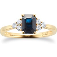 18ct Yellow Gold 0.20cttw Diamond & Sapphire Engagement Ring - Ring Size J