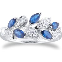 Vinea 18ct White Gold Sapphire & 0.27cttw Diamond Ring - Ring Size L