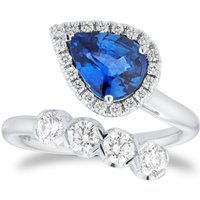 18ct White Gold 0.79cttw Diamond & 1.72cttw Sapphire Ring - Ring Size M
