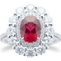 Platinum 1.74ct Diamond & 2.04ct Ruby Ring - Ring Size P