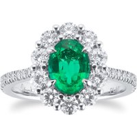 Platinum 1.00cttw Emerald & 0.86cttw Diamond Halo Diamond Ring - Ring Size O