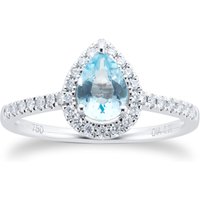 18ct White Gold 0.20cttw Diamond Blue Topaz Halo Ring - Ring Size L