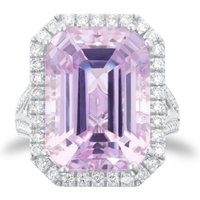 18ct White Gold Kunzite & 1.33cttw Diamond Ring - Ring Size M