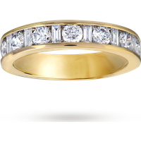Baguette And Brilliant Cut 1.00 Carat Total Weight Diamond Half Eternity Ring In 18 Carat Yellow Gold - Ring Size P