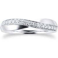 9ct White Gold Cross Over 0.20ct Diamond Ring - Ring Size I