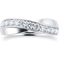 9ct White Gold Cross Over 0.50ct Diamond Ring - Ring Size L