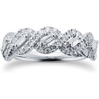 9ct White Gold 0.46cttw Round & Baguette Twist Ring - Ring Size M
