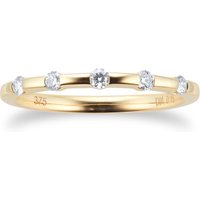 9ct Yellow Gold 0.15cttw Round Bezel Set Diamond - Ring Size N