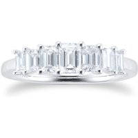 Platinum 1.00cttw Diamond Emerald Cut Graduated Claw Eternity Ring - Ring Size N