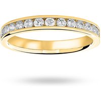 18ct Yellow Gold 0.50cttw Round Brilliant Cut Diamond Channel Set Half Eternity Ring - Ring Size L