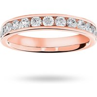 18ct Rose Gold 0.75cttw Round Brilliant Cut Diamond Channel Set Half Eternity Ring - Ring Size P