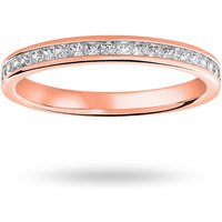 18ct Rose Gold 0.33cttw Princess Cut Diamond Channel Set Half Eternity Ring - Ring Size L