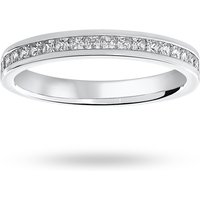 Platinum 0.50cttw Princess Cut Diamond Channel Set Half Eternity Ring - Ring Size J