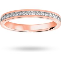 18ct Rose Gold 0.50cttw Princess Cut Diamond Channel Set Half Eternity Ring - Ring Size G