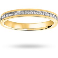 18ct Yellow Gold 0.50cttw Princess Cut Diamond Channel Set Half Eternity Ring - Ring Size Y