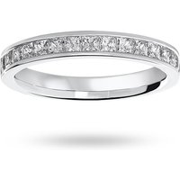 18ct White Gold 0.75cttw Princess Cut Diamond Channel Set Half Eternity Ring - Ring Size O