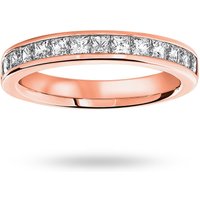 18ct Rose Gold 1.00cttw Princess Cut Diamond Channel Set Half Eternity Ring - Ring Size H