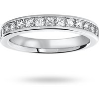 18ct White Gold 1.00cttw Princess Cut Diamond Channel Set Half Eternity Ring - Ring Size U
