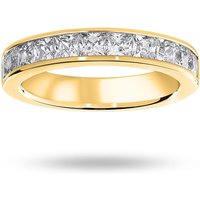 18ct Yellow Gold 1.50cttw Princess Cut Diamond Channel Set Half Eternity Ring - Ring Size N