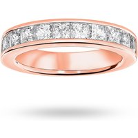 18ct Rose Gold 2.00cttw Princess Cut Diamond Channel Set Half Eternity Ring - Ring Size G