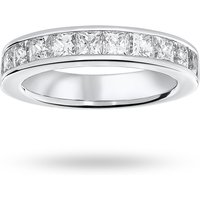18ct White Gold 2.00cttw Princess Cut Diamond Channel Set Half Eternity Ring - Ring Size O
