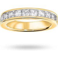 18ct Yellow Gold 2.00cttw Princess Cut Diamond Channel Set Half Eternity Ring - Ring Size Y