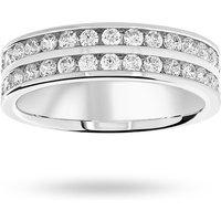 18ct White Gold 0.75cttw Round Brilliant Cut Diamond 2 Row Channel Half Eternity Ring - Ring Size Y