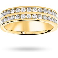 18ct Yellow Gold 0.75cttw Round Brilliant Cut Diamond 2 Row Channel Half Eternity Ring - Ring Size K