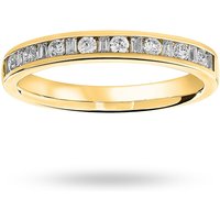 18ct Yellow Gold 0.25cttw Dot Dash Diamond Channel Half Eternity Ring - Ring Size P