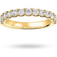 18ct Yellow Gold 0.75cttw Round Brilliant Cut Diamond Claw Set Half Eternity Ring - Ring Size F