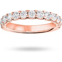 18ct Rose Gold 1.00cttw Round Brilliant Cut Diamond Claw Set Half Eternity Ring - Ring Size U