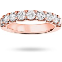 18ct Rose Gold 1.45cttw Round Brilliant Cut Diamond Claw Set Half Eternity Ring - Ring Size H