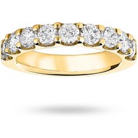 18ct Yellow Gold 1.45cttw Round Brilliant Cut Diamond Claw Set Half Eternity Ring - Ring Size P