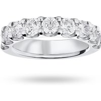 18ct White Gold 2.10cttw Round Brilliant Cut Diamond Claw Set Half Eternity Ring - Ring Size R