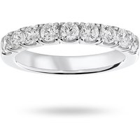 18ct White Gold 0.75cttw Round Brilliant Cut Diamond 4 Claw Set Half Eternity Ring - Ring Size T