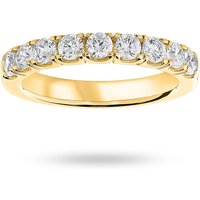 18ct Yellow Gold 0.75cttw Round Brilliant Cut Diamond 4 Claw Set Half Eternity Ring - Ring Size T