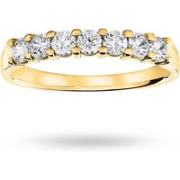 18ct Yellow Gold 0.50cttw Round Brilliant Cut Diamond 7 Stone Claw Set Half Eternity Ring - Ring Size P