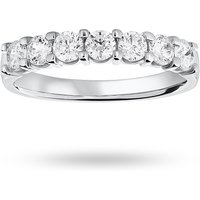 18ct White Gold 0.75cttw Round Brilliant Cut Diamond 7 Stone Claw Set Half Eternity Ring - Ring Size Y