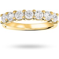 18ct Yellow Gold 1.00cttw Round Brilliant Cut Diamond 7 Stone Claw Set Half Eternity Ring - Ring Size V