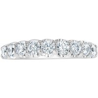 18ct White Gold 0.95ct Round Brilliant Cut Diamond Cup Claw Half Eternity Ring - Ring Size J