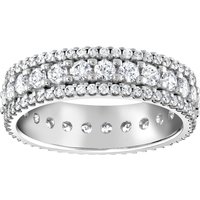 Platinum 1.44cttw Triple Row Claw Set Diamond Full Eternity Ring - Ring Size J