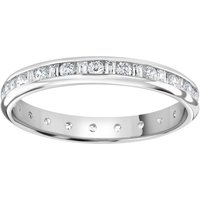 18ct White Gold 1.00cttw Channel Set Dot Dash Diamond Full Eternity Ring - Ring Size V