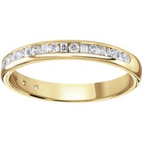 9ct Yellow Gold 0.25cttw Channel Set Dot Dash Diamond Half Eternity Ring - Ring Size R