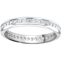 18ct White Gold 1.00cttw Princess Cut Channel Set Diamond Full Eternity Ring - Ring Size L
