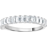 9ct White Gold 1.33cttw Emerald Cut Claw Set Half Eternity Ring - Ring Size V