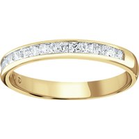 18ct Yellow Gold 0.50cttw Princess Cut Channel Set Diamond Half Eternity Ring - Ring Size S